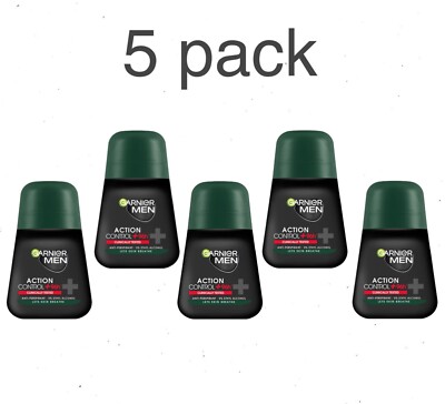 5 x Mens roll-on deodorant GARNIER MEN ACTION 1.7 fl.oz / 50 ml