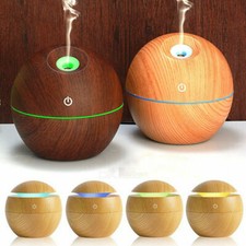 MINI DIFFUSORE AROMI EFFETTO LEGNO AROMATERAPIA UMIDIFICATORE USB CASA LED 130ML