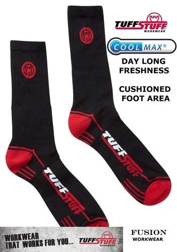 10 PAIRS TUFFSTUFF EXTREME WORK SOCKS, COOLMAX SOCKS, WORK BOOT SOCKS. COOL