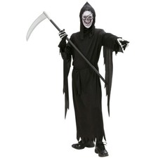 KINDER SENSENMANN KOSTÜM & MASKE Halloween Jungen Geister Reaper Skelett 0314