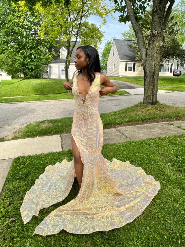 Новый золотой выпускного платья длинный русалка размер S-M - Изображение 3 из 3