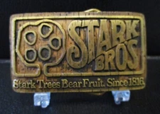 Stark Bros Brothers Stark Trees Bear Fruit Since 1816 Brass Belt Buckle Vintage