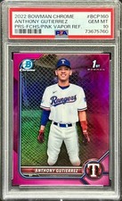 2022 Bowman Chrome Anthony Gutierrez Fuchsia Pink Vapor Refractor 086/199 PSA 10