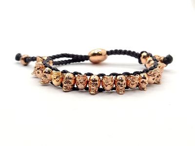 LINKS OF LONDON RGV 925 STERLING SILVER SKULLS w/ GREY CORD