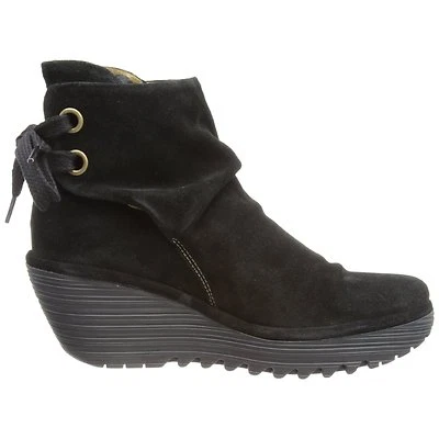 Fly London femmes Yama cuir suédé Bottes noires NEUF - Photo 1/4