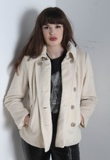 J Crew Womens Wool Pea Coat Jacket - Cream - Size Medium M (g84)