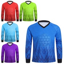 Kid Boys Goalkeeper Soccer Jersey Padded Goalie Shirt Training Football Uniform