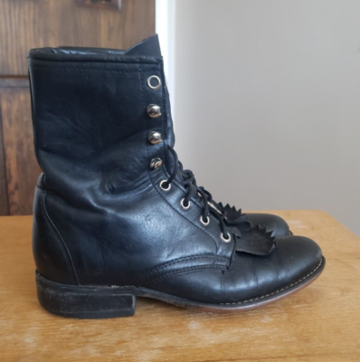 90s vintage roper western boots Vintage 80s 90s Laredo Black Roper Lace Up Cowgirl Western  main image 4
