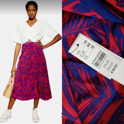 Topshop Pleated Midi Skirt size L/ eur 42 175/80 cm NWT