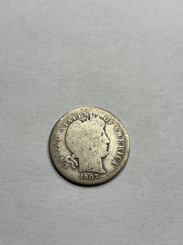 1907 Barber Dime AG About Good 90% Silver 10c Coin - Collectible