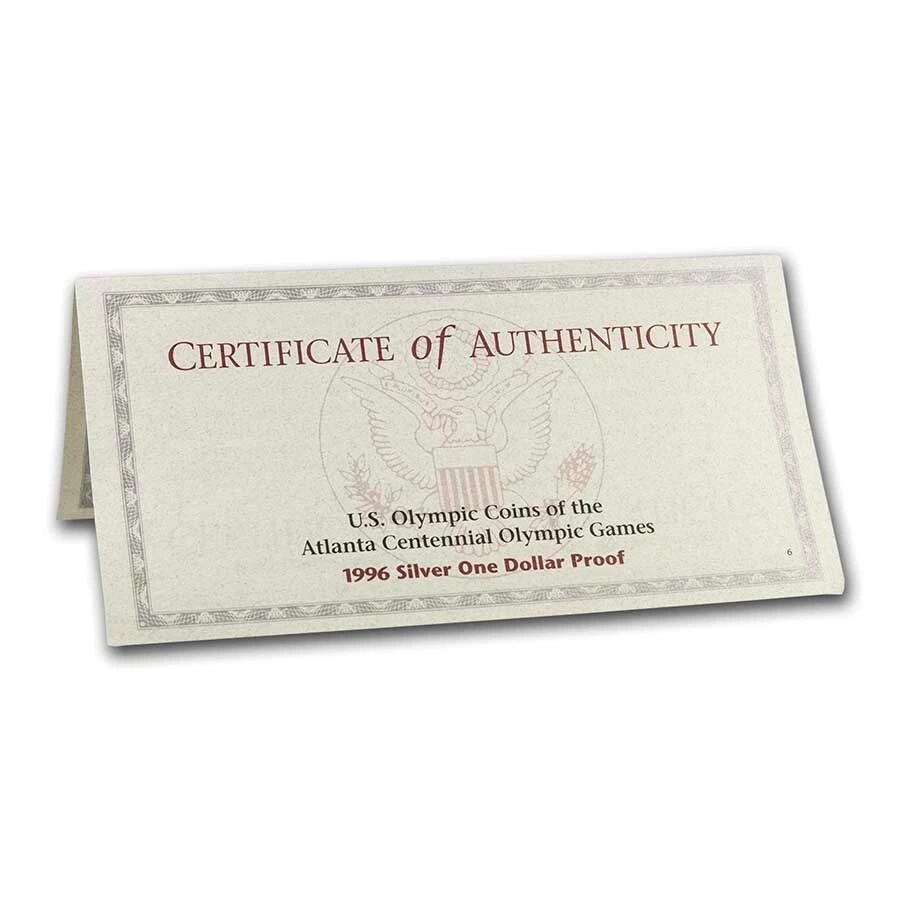 (1) 1996 P Olympic Tennis $1 Commemorative Proof Silver Dollar Coin w/Box & COA - Image 4 of 4