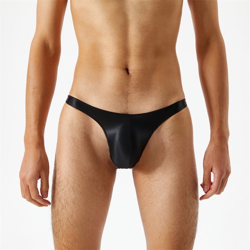 Sexy Men's Underwear Smooth Shiny Briefs G-String Low Rise Solid Color Thongs - Picture 16 of 32