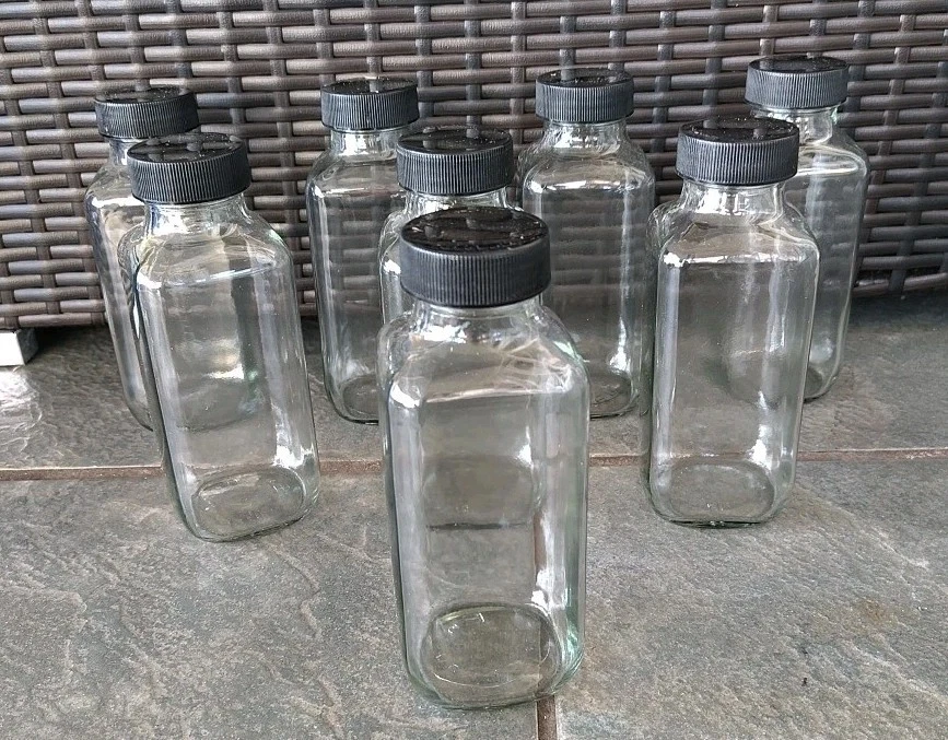 Glass Jars W/ Black Lids Storage Containers Lot Of (8) 16oz Square 6.75" Tall
Opens in a new window