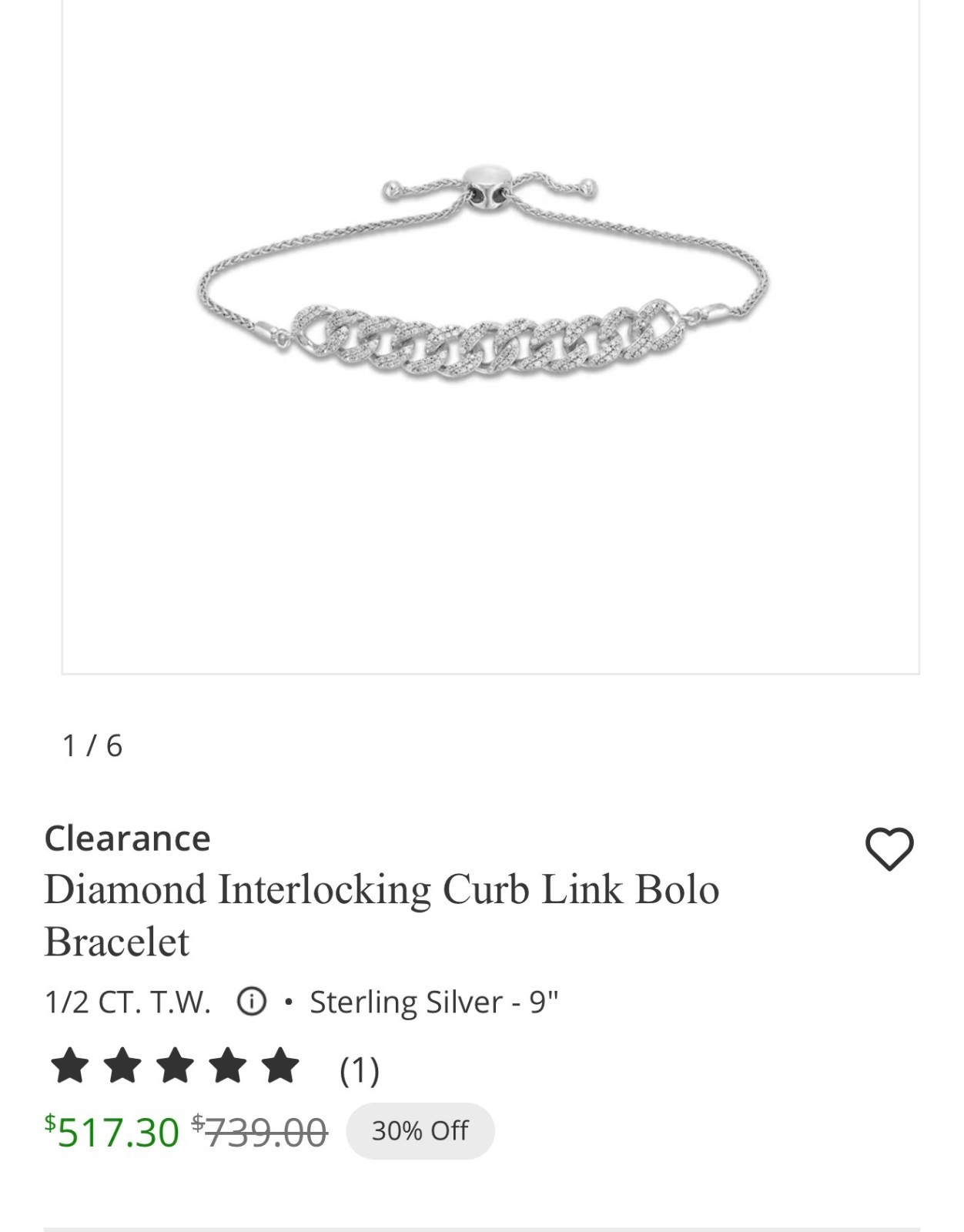 Diamond Interlocking Curb Link Bolo Bracelet (wom… - image 3