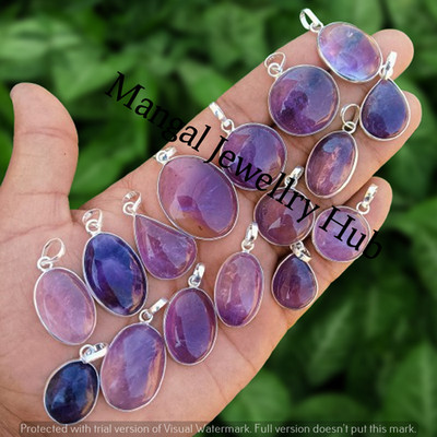 Wow Amethyst Gemstone Pendants 925 Sterling Silver Plated Jewellery 100PCS Lot