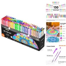 260 Gel Pens Set 130 Colors Refills Glitter Neon Metallic Pastel for Art Craft
