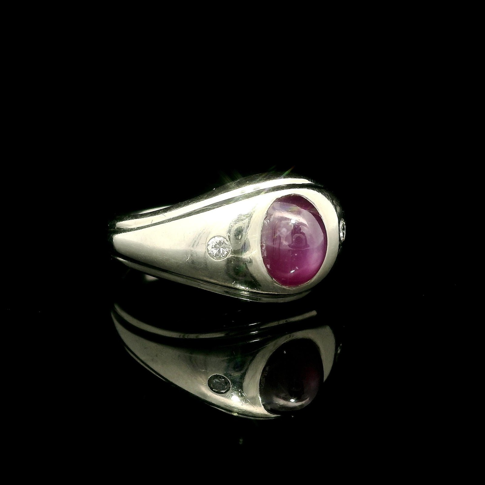 Vintage Solid White Gold 2ct Star Ruby & Diamond … - image 11