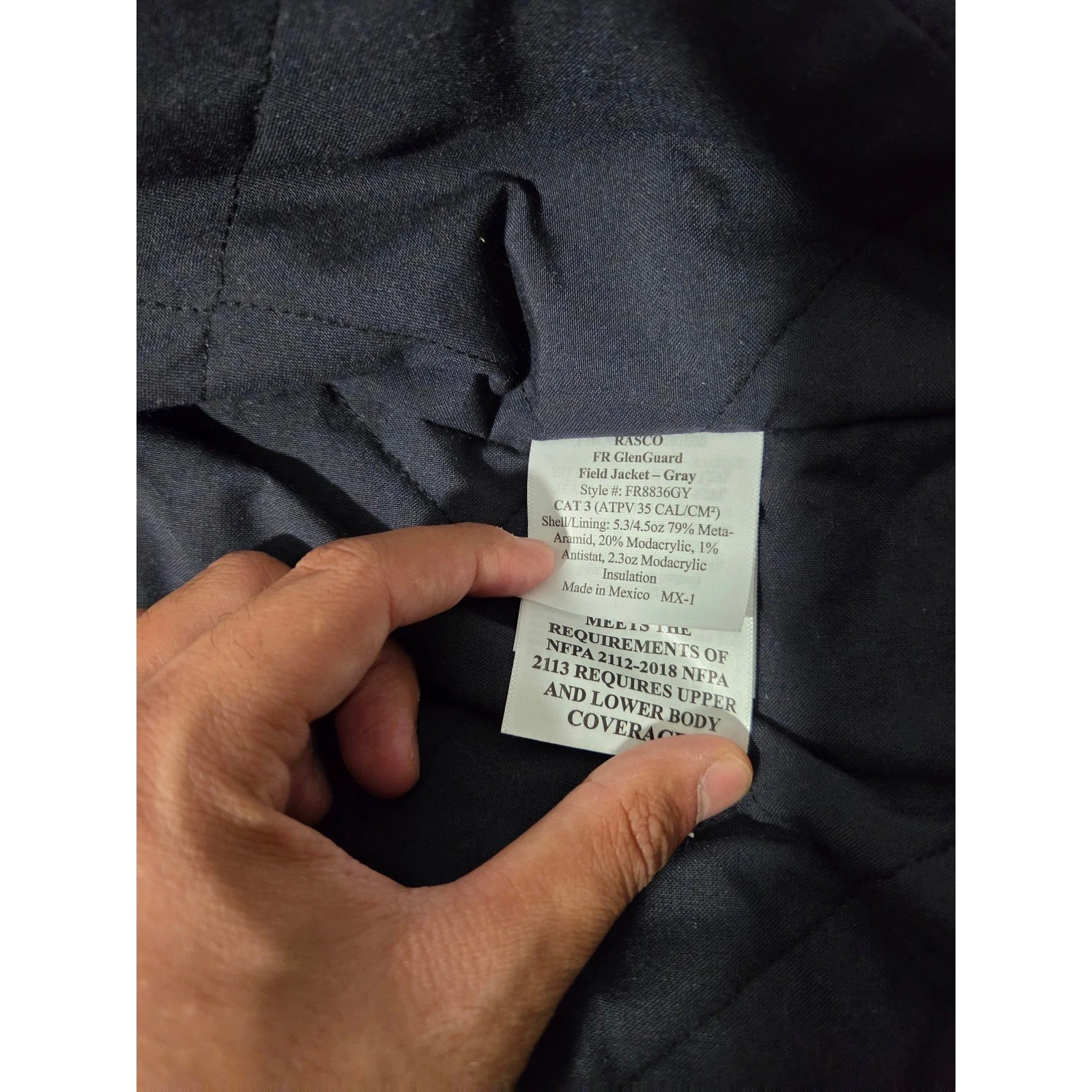 Rasco FR GlenGuard Field Jacket Gray CAT3 Flame Resistant Work Coat 3XL FR8836GY image 7