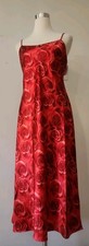Vtg Natori Cruz Red Roses Liquid Satin Long Gown Sz S NWT 90's Y2K Bombshell