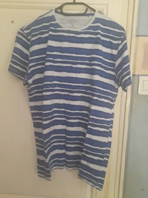 T-shirt bleu et blanc, marque Identic man, taille M - Photo 1/3