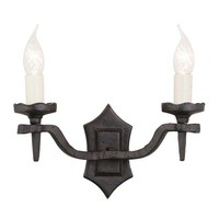 Schmiedeeisen Wandleuchter Camelot 5 Schwarz 2Xe14 Lampe Wohnzimmer Schlafzimmer