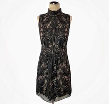 Anthropologie Overture Tulle Sheath by Yoana‎ Baraschi Black Nude Embroidered
