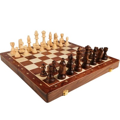 Schachspiel hochwertig Holz klappbar groß traditionell klassisch Handarbeit massiv1204