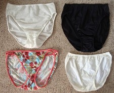 Vintage Lot of 4 Satin 7 L Vassarette Olga Vanity Fair  Hanes Black White Brief