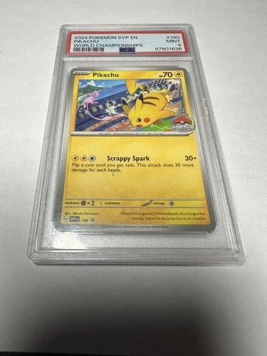 PSA 9 Pikachu 190 SVP World Championships Promo 2024 Pokemon Mint