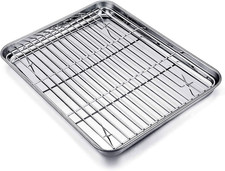 TeamFar Baking Tray and Rack Set, Stainless Steel Baking Pan Cookie Sheet with