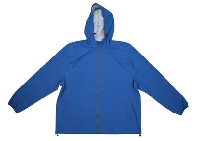 Asics Jacket Mens 2XL Blue Hooded Waterproof Full Zip Windbreaker 2031C313