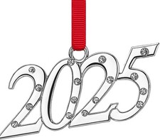 Christmas Ornament 2025 Metal Year Ornament with Clear Diamond Accents,