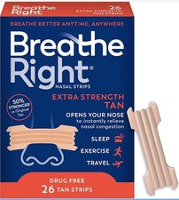 Breathe Right Nasal StripsExtra Strength Tan 26pcStop Snoring Sleep Exercise 2pk