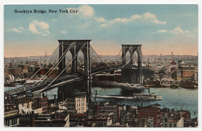 Brooklyn Bridge from City Hall to Sands Street New York City Antique Postcard