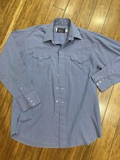 Vintage Panhandle Slim Western Shirt Men  s Large Blue Pearl Snap Long Sleeve