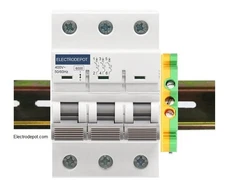 3Pole 30A Breaker W DIN Rail, Ground, 32A, 480V 240V AC Disconnect Switch 220V
