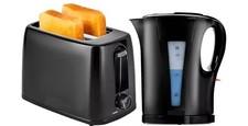 2200W Kettle 1.7L 2 Slice Toaster Kitchen Combo Set 650W Toaster 6 Levels Black