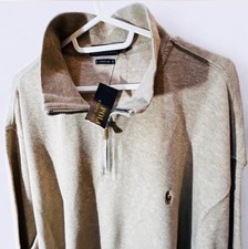 Polo Ralph Lauren 1/4 Zip Pullover Sweater Vintage 90's, Beige, Size XL