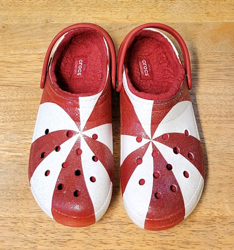 Crocs Men's Classic Lined Holiday Christmas Candy Cane Clogs Shoes Size 12