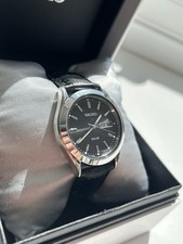 Seiko Black Solar Mens Watch- Black Leather Strap