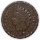1868 Indian Head Cent Good G Coin #25580