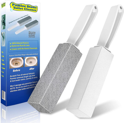 Toilet Bowl Cleaner Pumice Stone -Hard Water Stain Remover with Ergonomic Handle