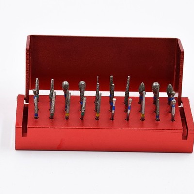 Dental Diamond Burs Drills + Disinfection Bur Block FG High Speed Handpiece Kit