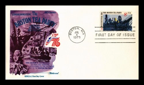 DR JIM STAMPS US COVER BOSTON TEA PARTY BICENTENNIAL FIRST DAY ISSUE FLEETWOOD