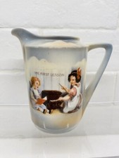 The First Lesson Children  s Doll Vintage Milk Pitcher German Bisque Porcelain