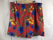NAUTICA Men's Multi Color Hibiscus Drawstring Lined Pocket Swim Trunks Sz. XXL