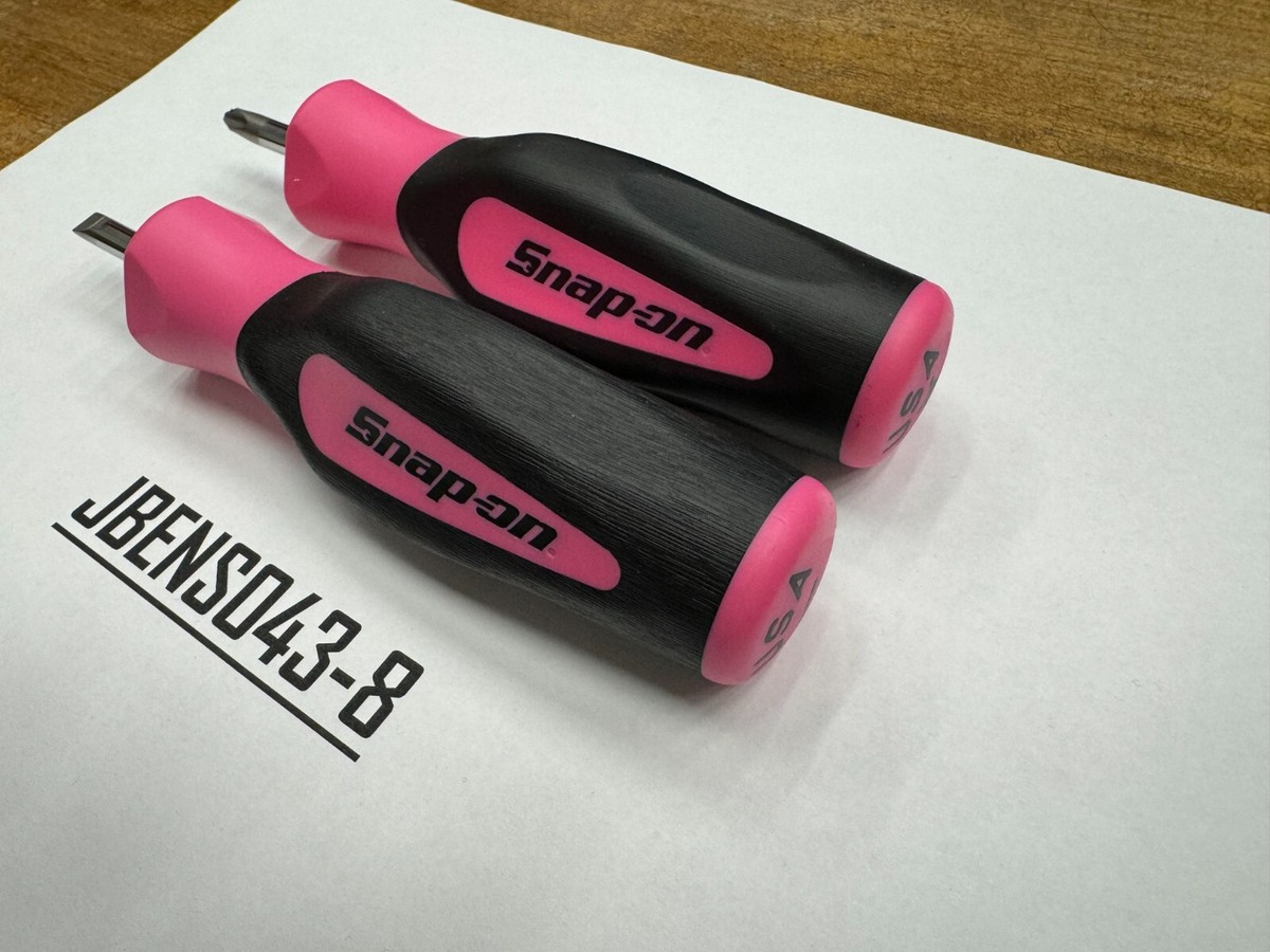 Snap-on Tools NEW RARE PINK 2pc Soft Grip Instinct Handle Stubby