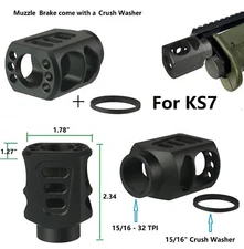 15/16-32 TPI Muzzle Brake For Kel-Tec KS7, 2/3 Up Recoil Reduced Crush Washer