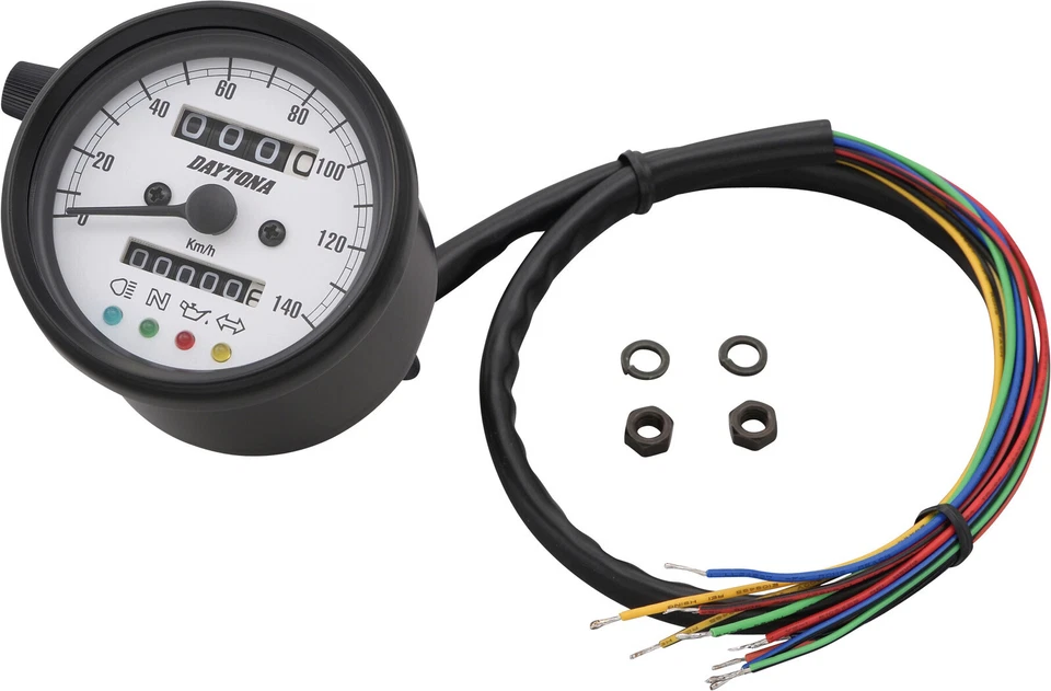 Daytona 'Mechanica II' 60mm Mini-Tachometer 140km/h-Anzeige Kontrollleuchten - Bild 2 von 4
