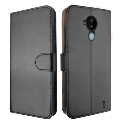 Leder Geldbörse Flip Cover Hülle für Nokia C30 (schwarz) schwarz